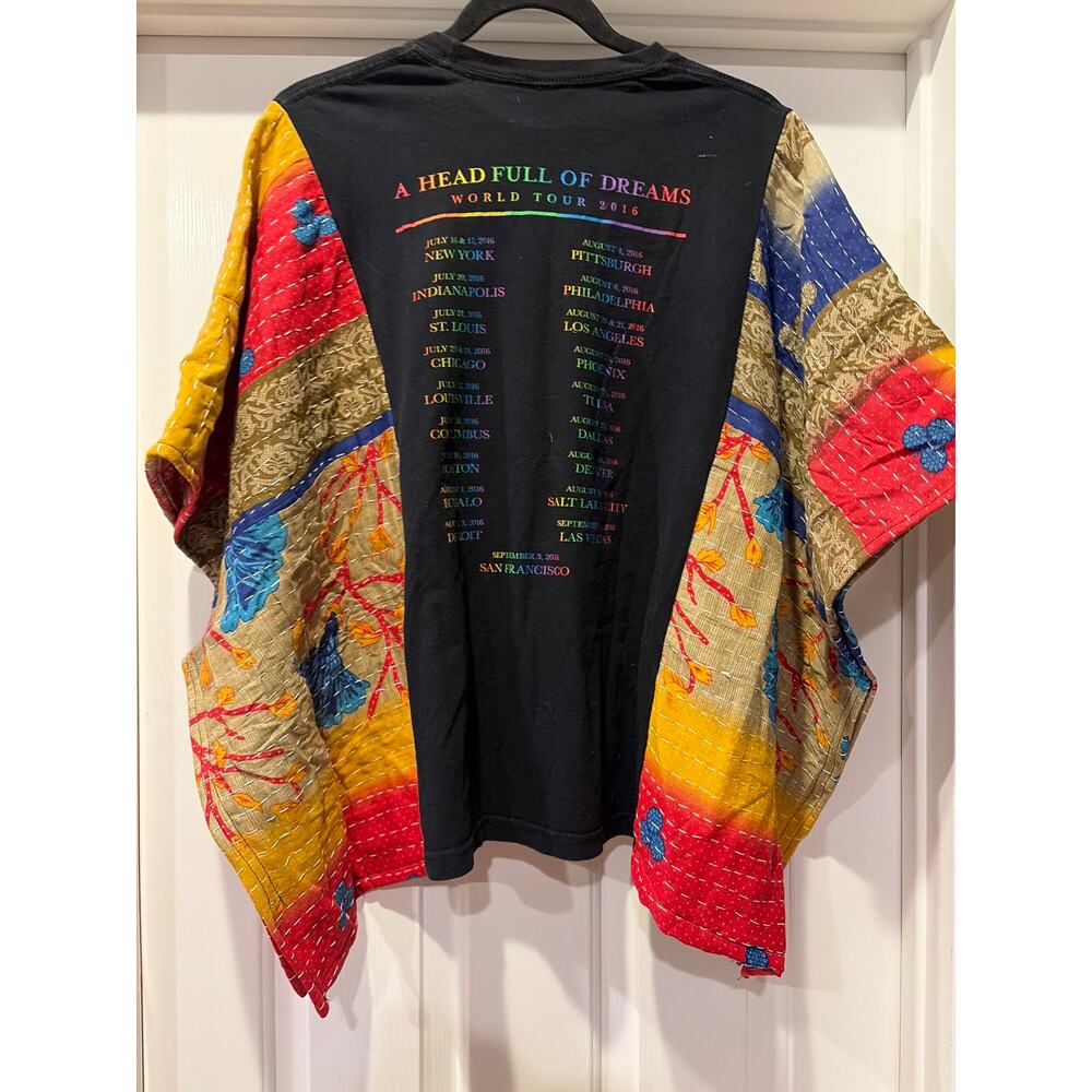 Coldplay Upcycled Kantha Tunic Top Shirt OS Handmade Boho - Picture 2 of 2
